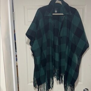 Green and Black Plaid Cape